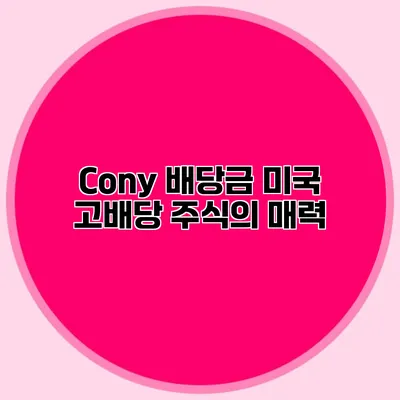 Cony 배당금 미국 고배당 주식의 매력
