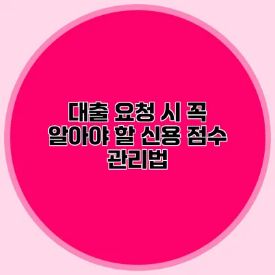 대출 요청 시 꼭 알아야 할 신용 점수 관리법