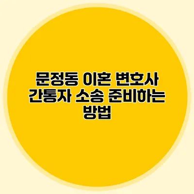 문정동 이혼 변호사 간통자 소송 준비하는 방법