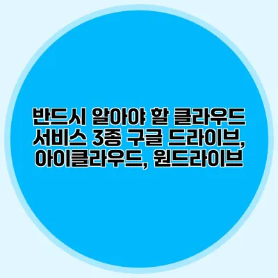반드시 알아야 할 클라우드 서비스 3종 구글 드라이브, 아이클라우드, 원드라이브