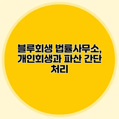 블루회생 법률사무소, 개인회생과 파산 간단 처리